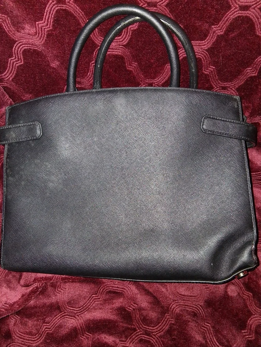 Michael Kors Black Leather Satchel with Gold Accents